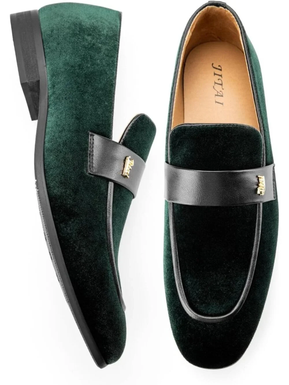 Men's Green Velvet Luxury Loafers Slip On Party Fashion Pull On Dress Shoes